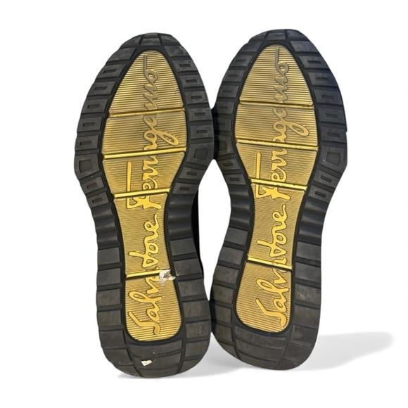 Salvatore Ferragamo Gancini Black Gold Sock Sneakers 8 Shoes Holiday Gift Ready - Picture 7 of 8